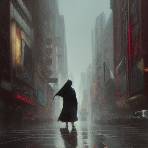 Ultrarealistic Grim Reaper in New York City