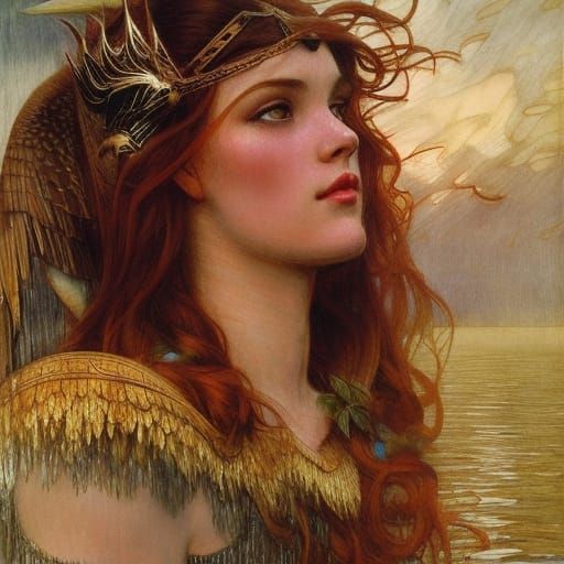 Valkyrie at Sea in Art Nouveau Style