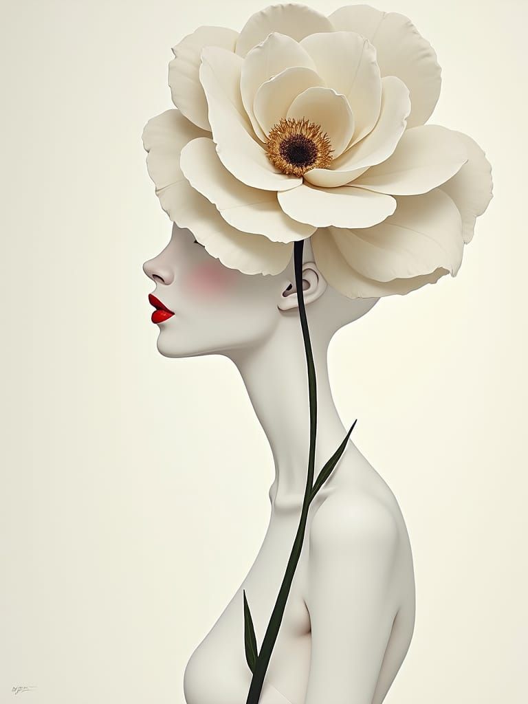 Gatsby Girl with White Rose Illustration