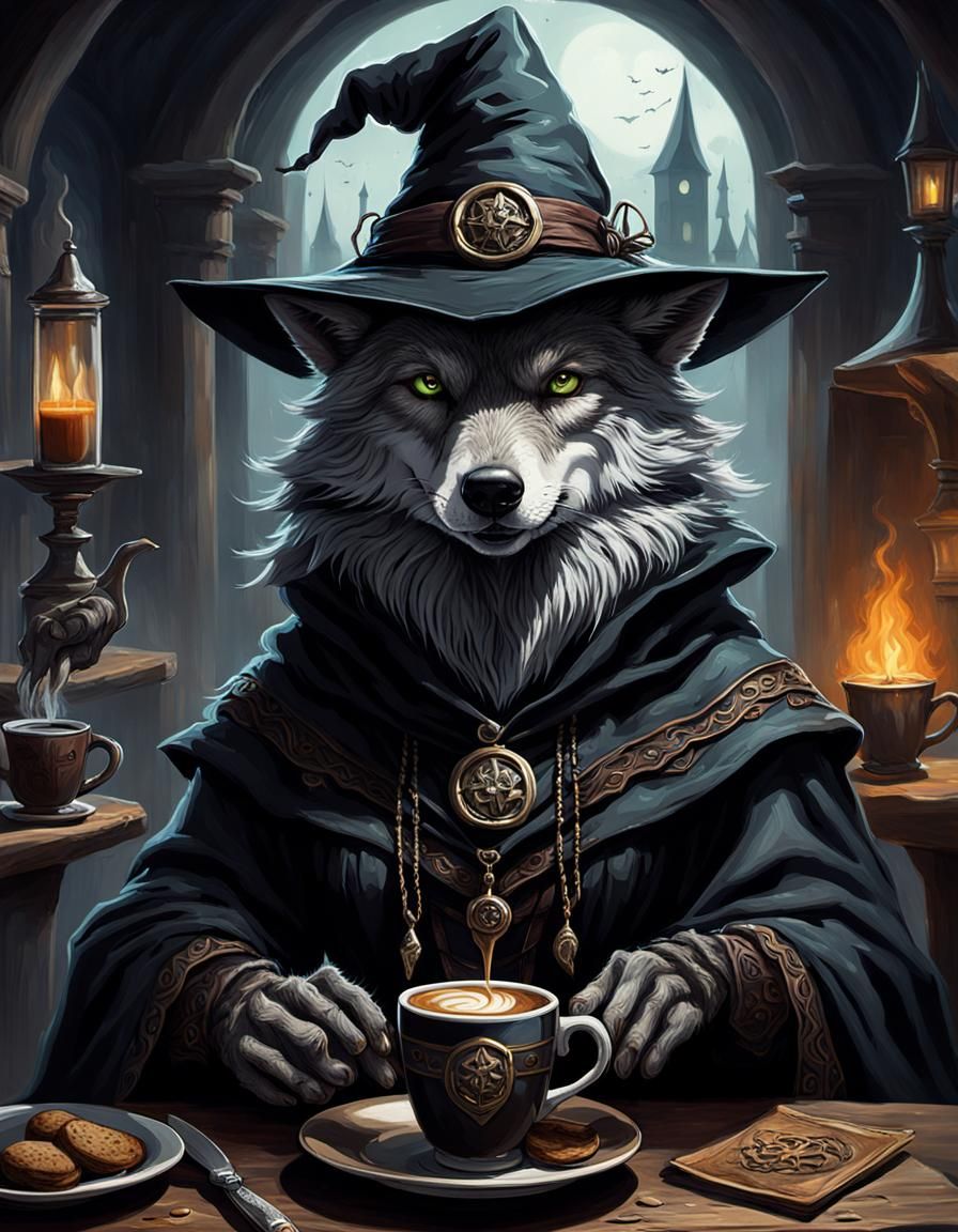 Wolf Witch Brews Espresso: Digital Painting