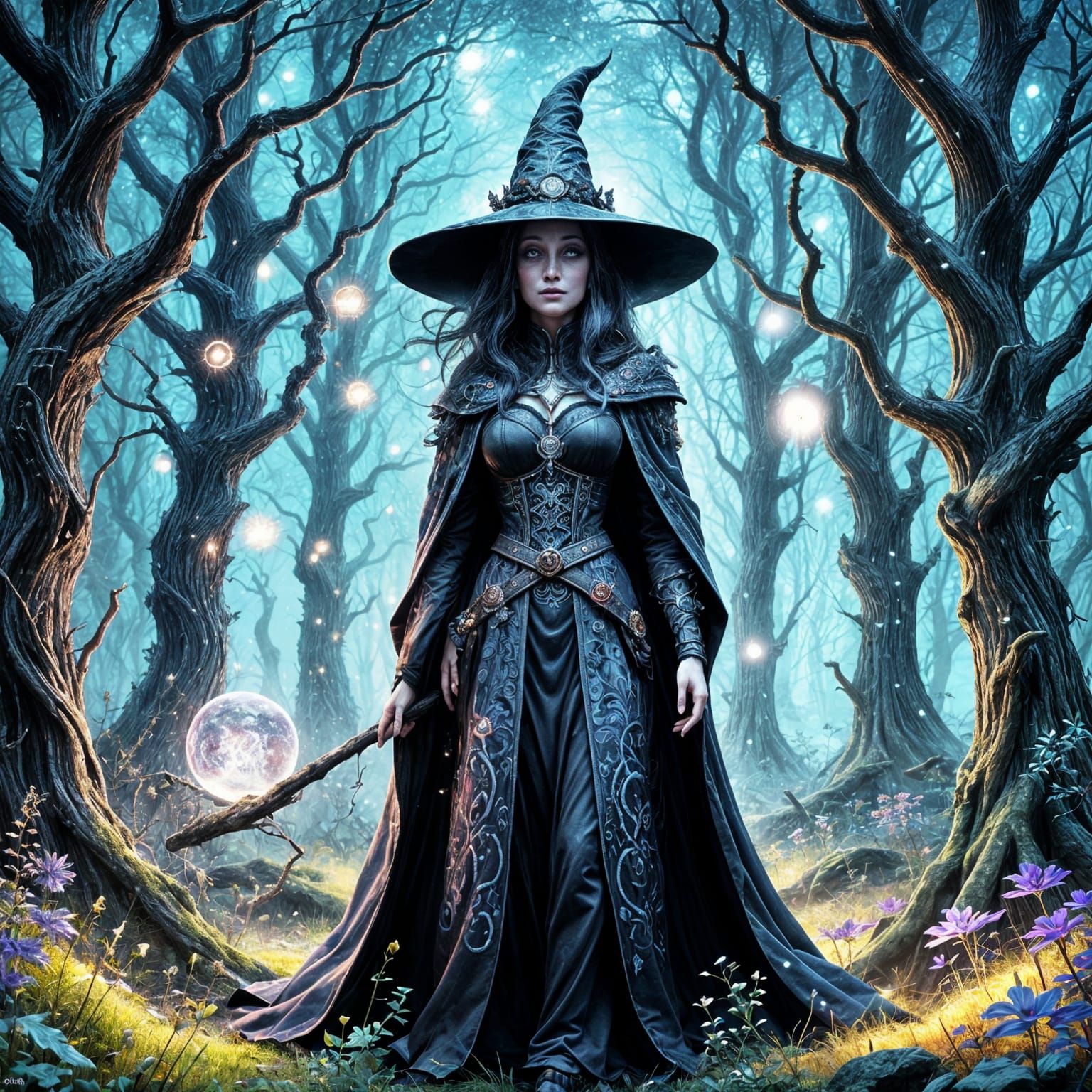 Witch in Alien Forest with Cosmic Coat