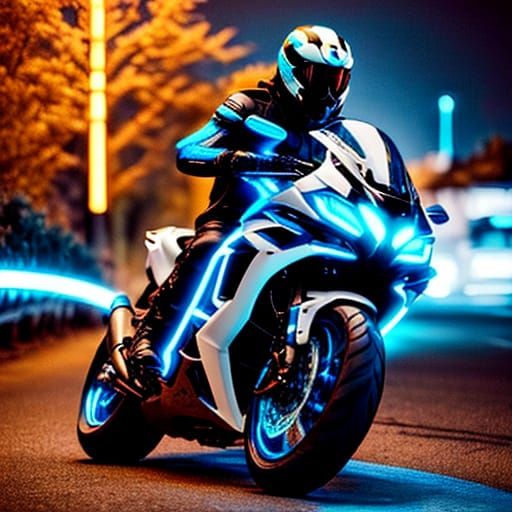 Futuristic Bobcat Motorcycle in Cyberpunk Style