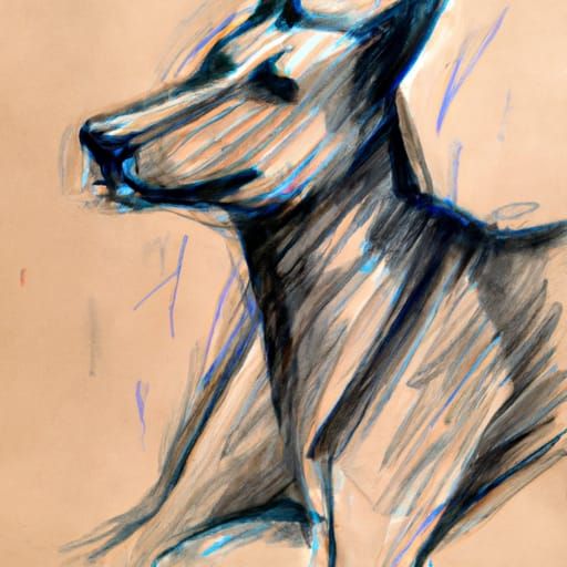 Street dog ink and pastel