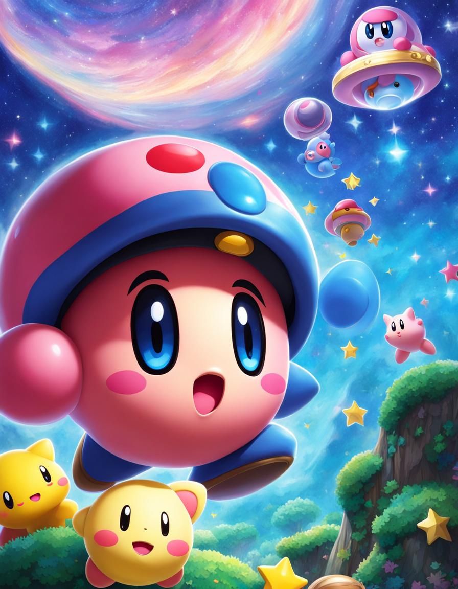Adorable Kirby Portrait with Big Blue Eyes