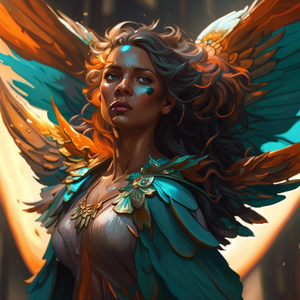Winged Woman in Flight: Fantasy Art