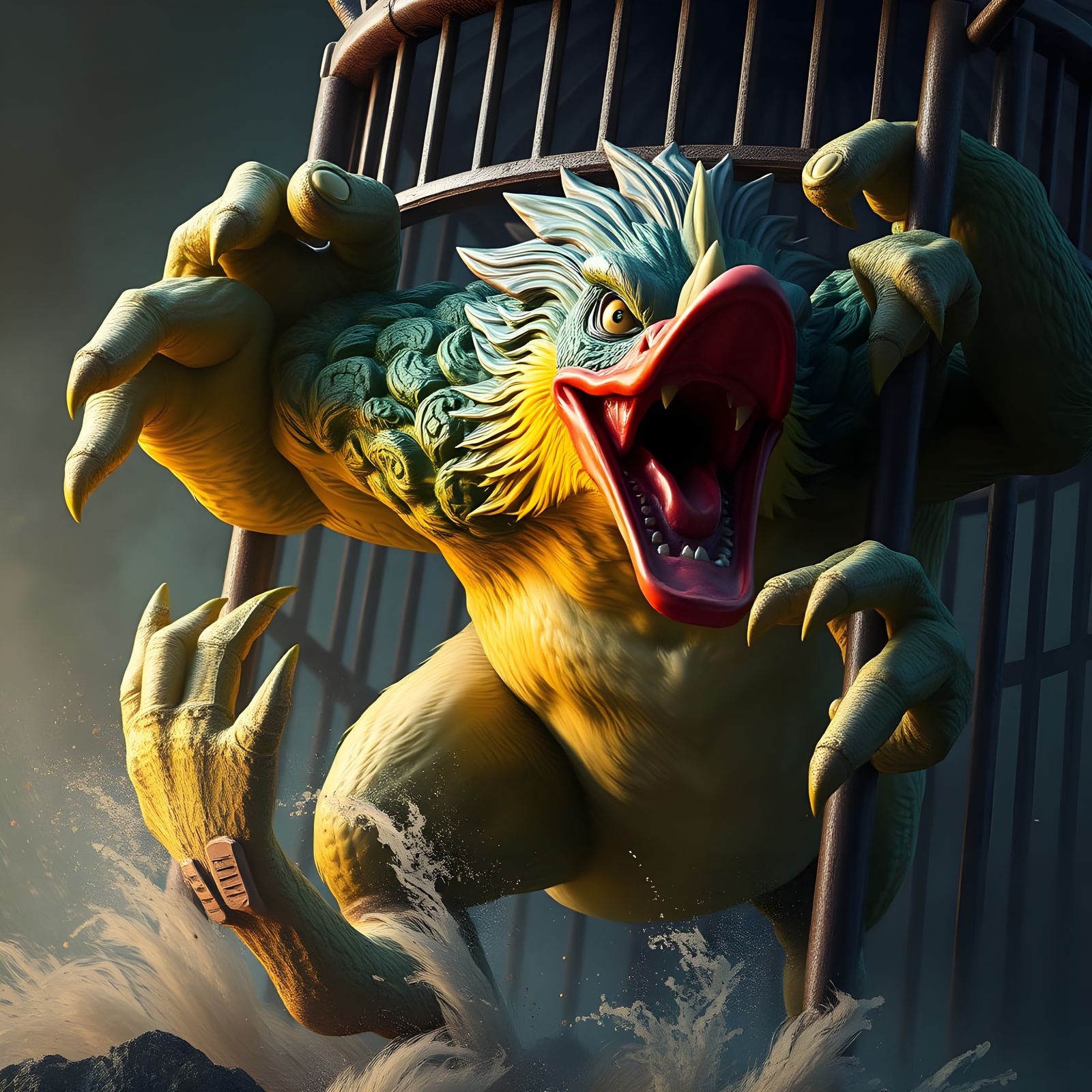 Fantastical Monster Emerges from Baroque Cage