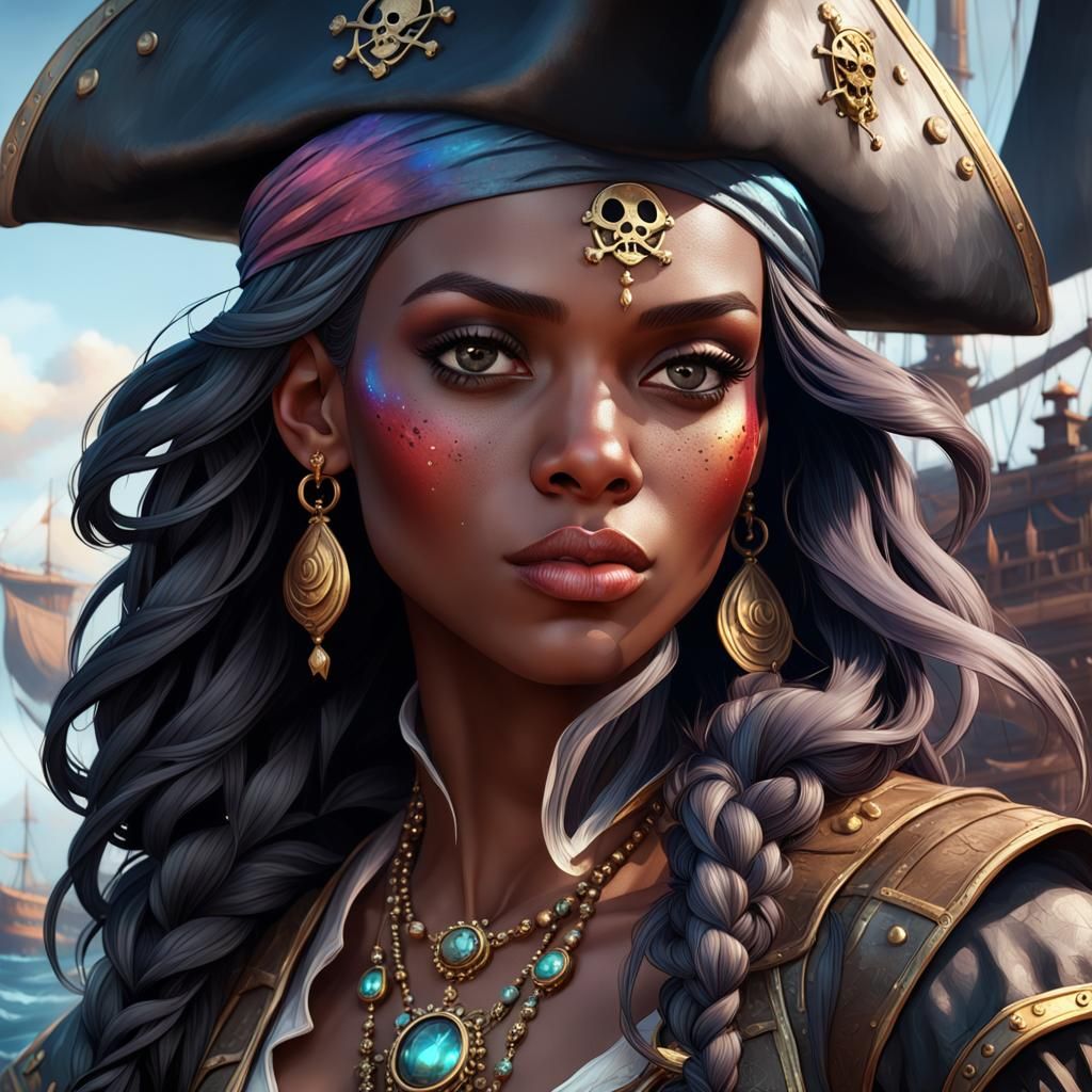 Black Pirate Princess Portrait in Unreal Engine 5