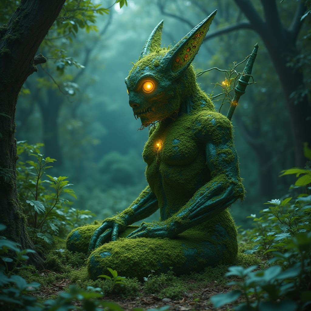 Stone Deity Awakens in Alien Jungle