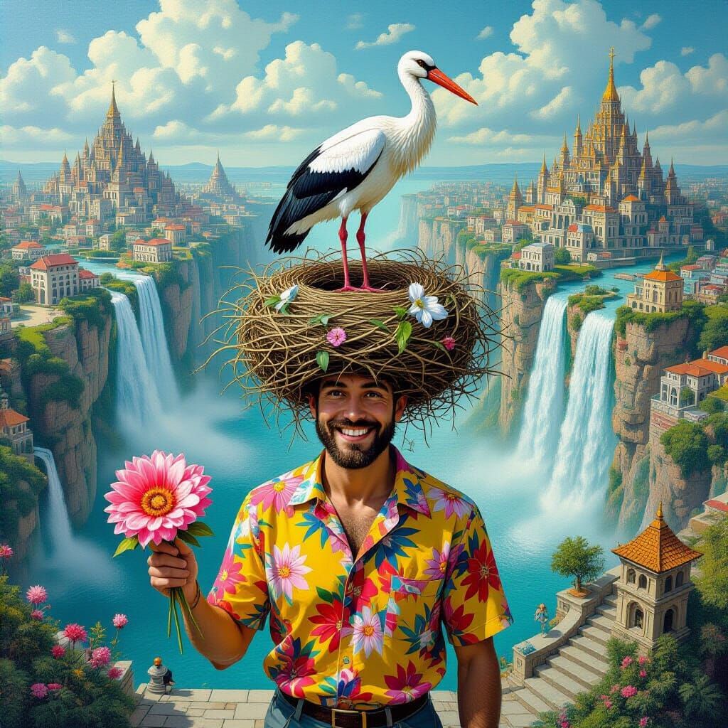 Aerial View of Utopian Floating City, Bosch Style