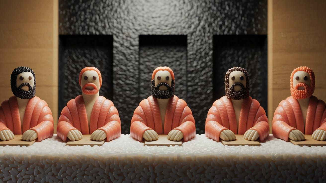 Sushi Last Supper: 3D Rendered Food Art
