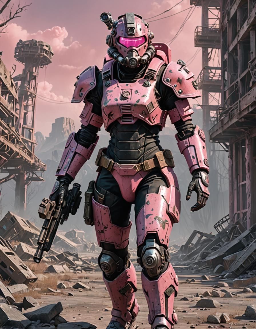 Pink Power Armor MK IV Female Raider