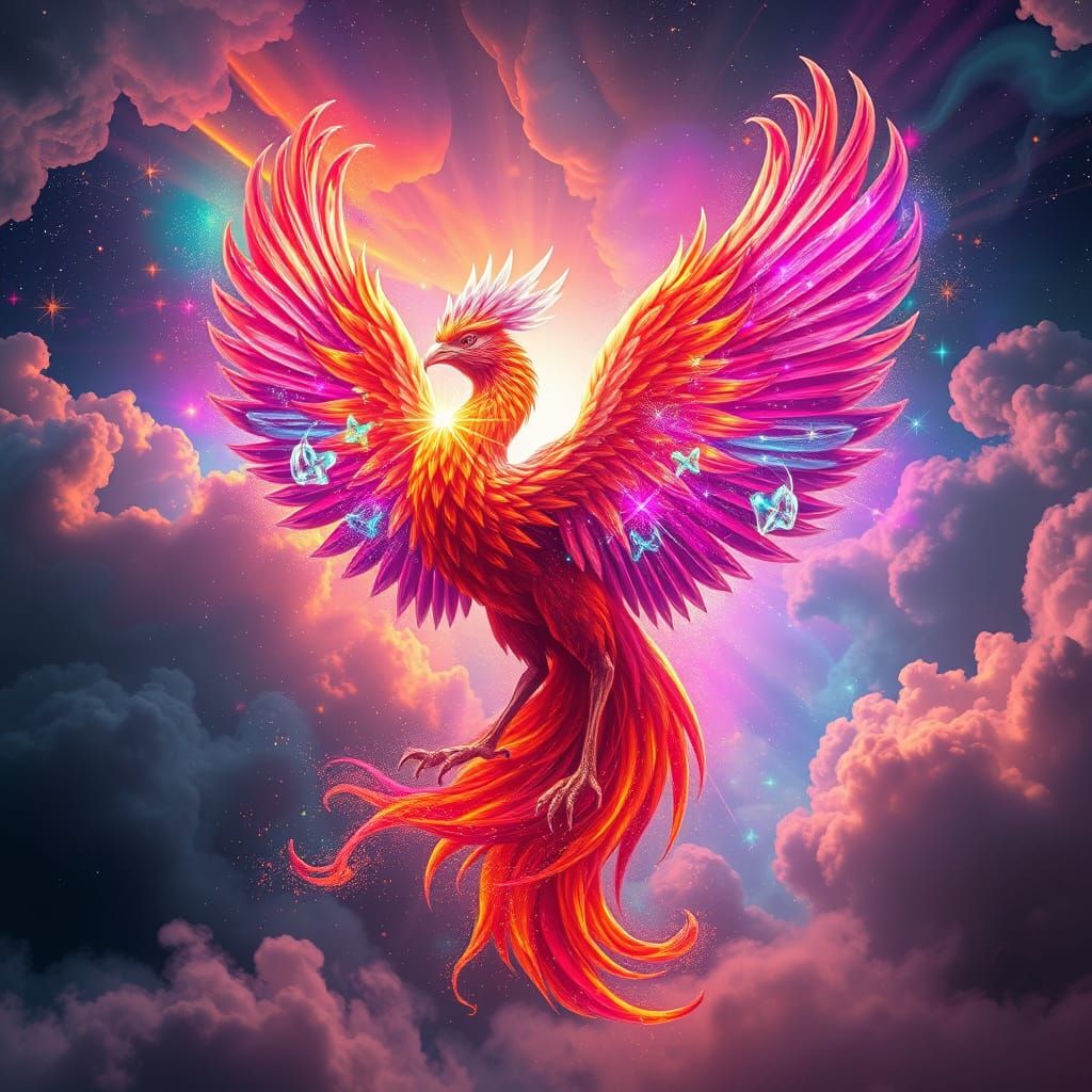 Cosmic Phoenix Ablaze with Stardust
