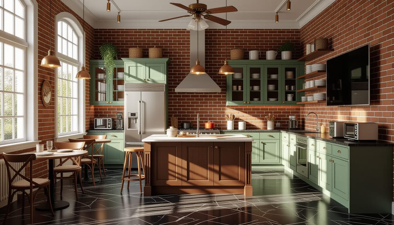 Vibrant Victorian Kitchen with Modern Appliances