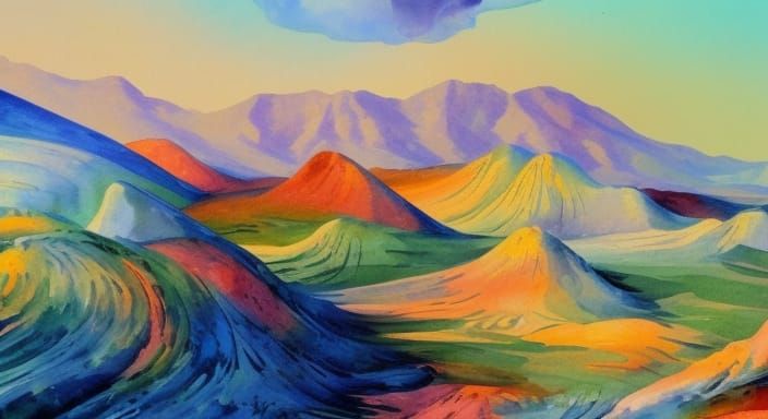 Impressionist Desert in Gouache and Watercolor