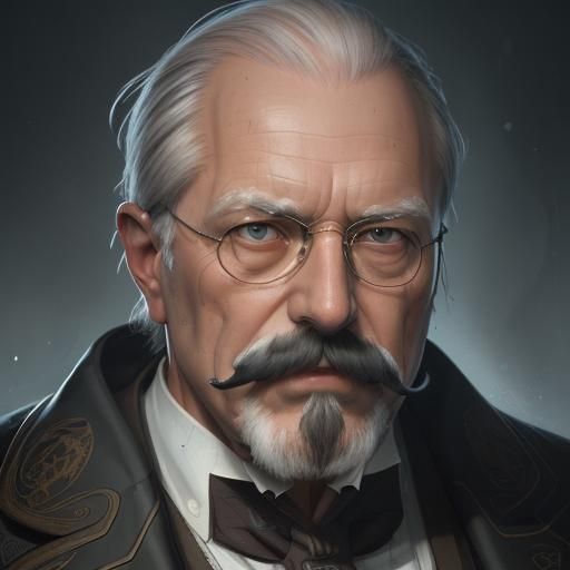 Portrait of an Old Psychiatrist in Art Nouveau Style