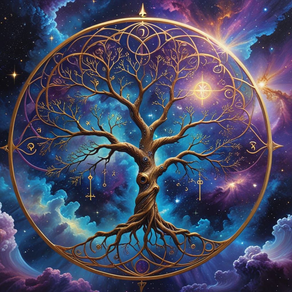 Mystical Symbols and Math Equations in Metaphysical Painting