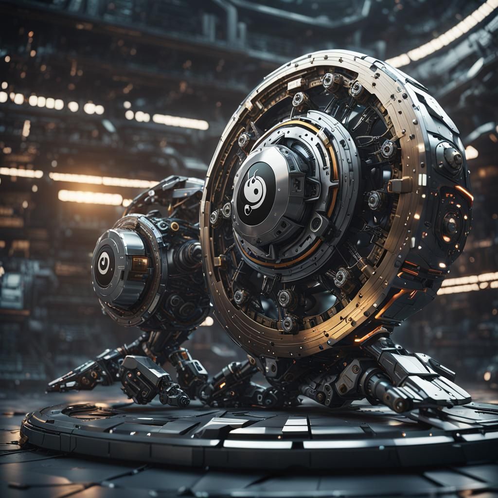 Mecha Yin Yang in Sci-Fi Style