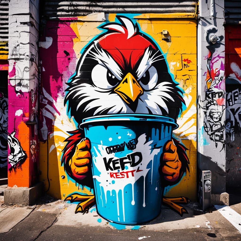 Grumpy Chick Graffiti Art in Urban Style