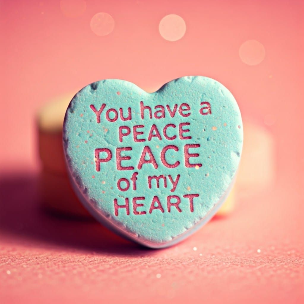 Vintage-Inspired Conversation Heart with Peace Sign