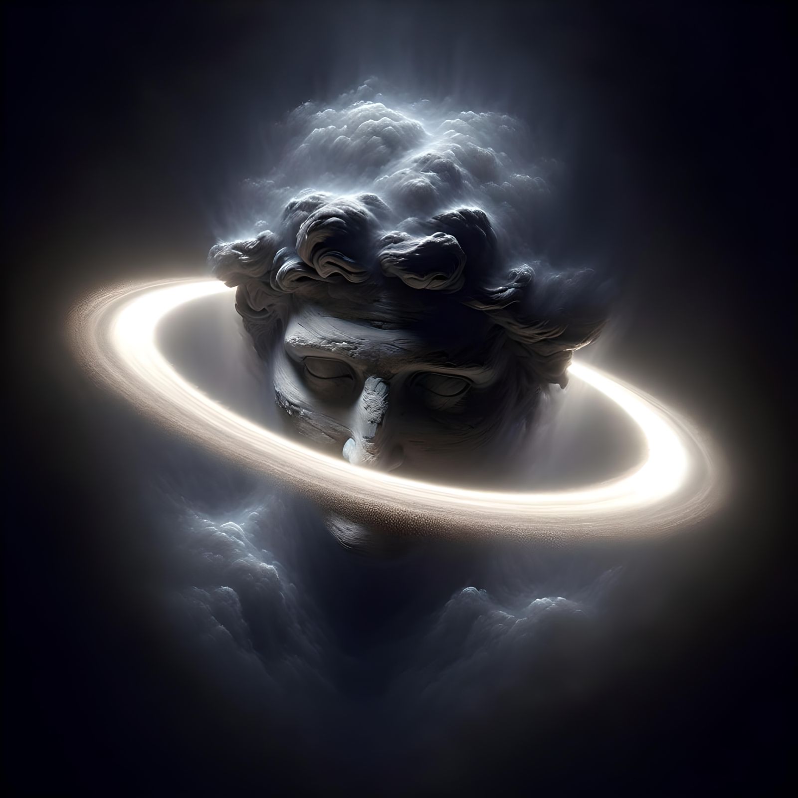 Levitating Halo Ring Wrinkle in Spacetime: Oil Painting