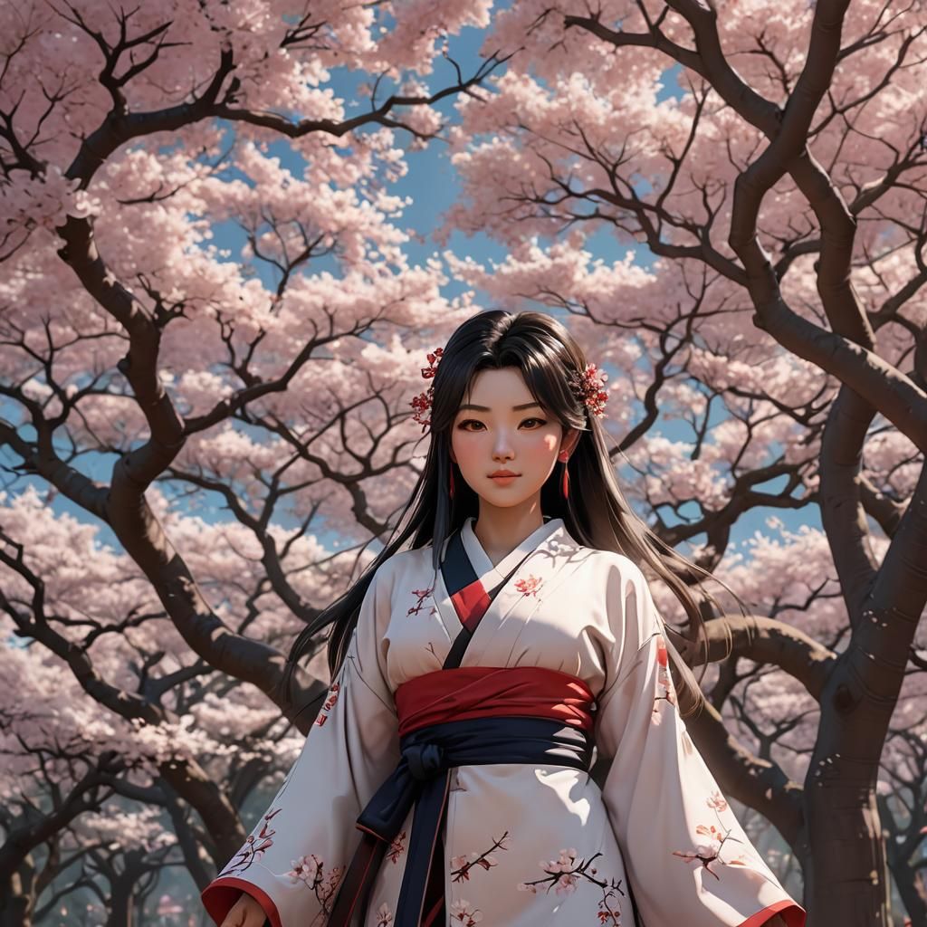 Curvy Asian Girl by Sakura Trees: 3D Anime Art
