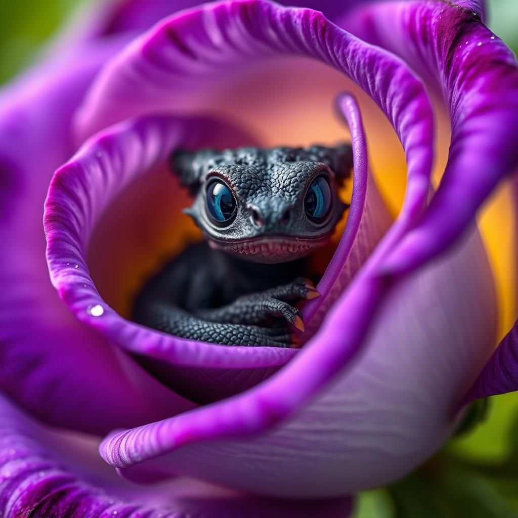 Tiny Dragon in Rose: Professional Photography