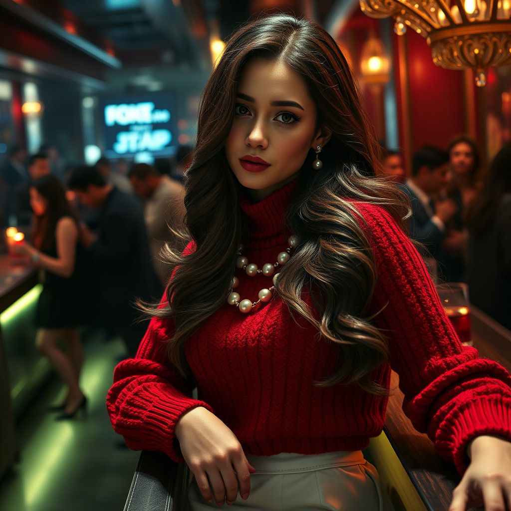 Brunette in Red Sweater, Fantasy Concept Art