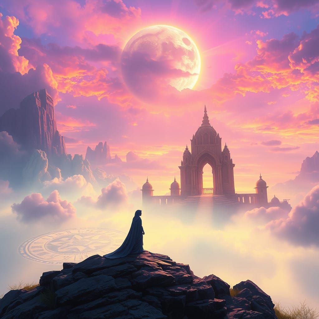 Elegant Silhouette in Dreamlike Landscape