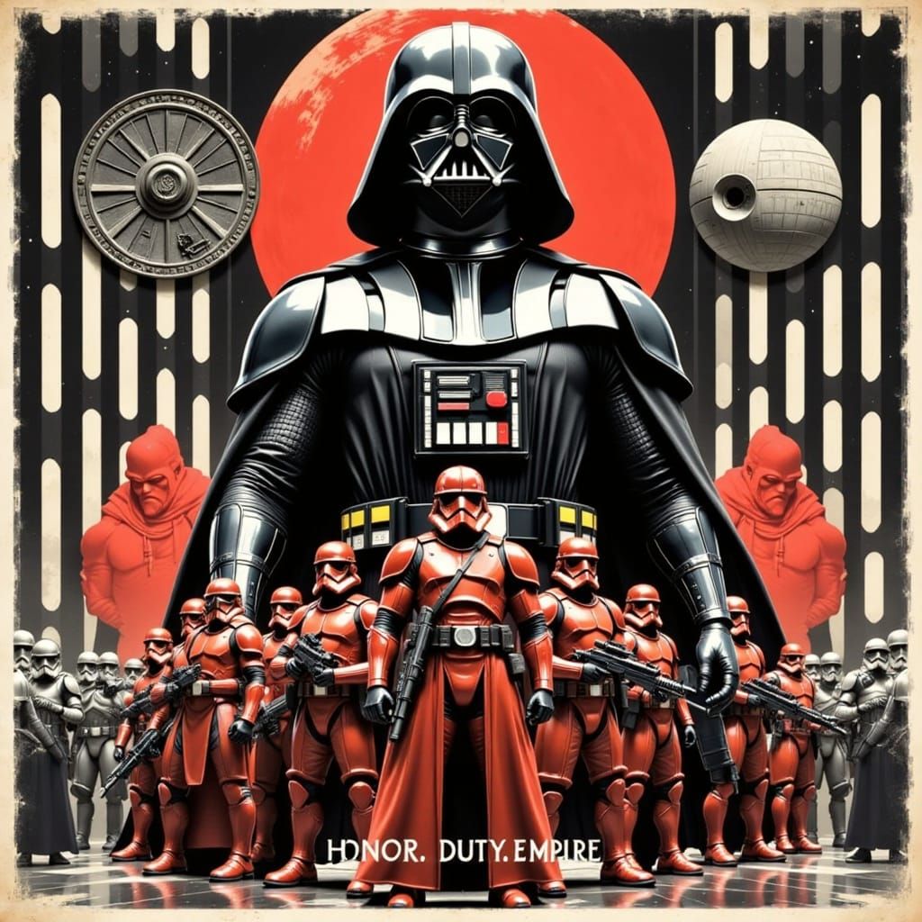 Galactic Empire Propaganda Poster: Darth Vader, Death Star