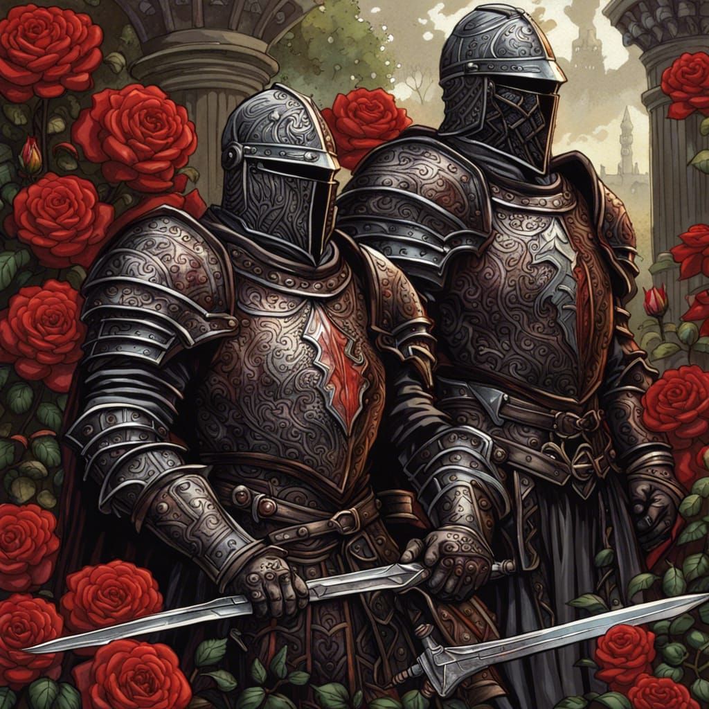 Dark Souls Black Knight in Crimson Rose Garden