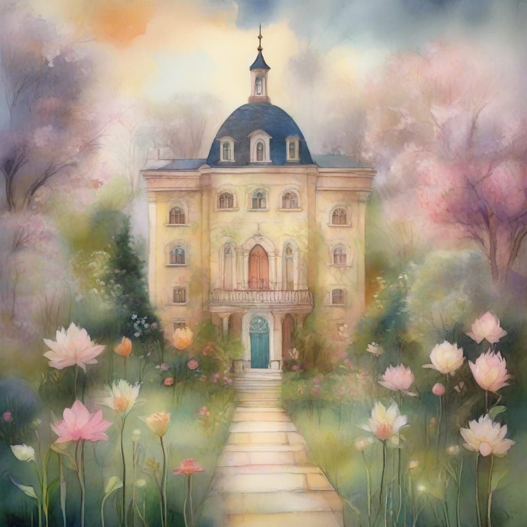 Whimsical Architecture in a Dreamy Garden