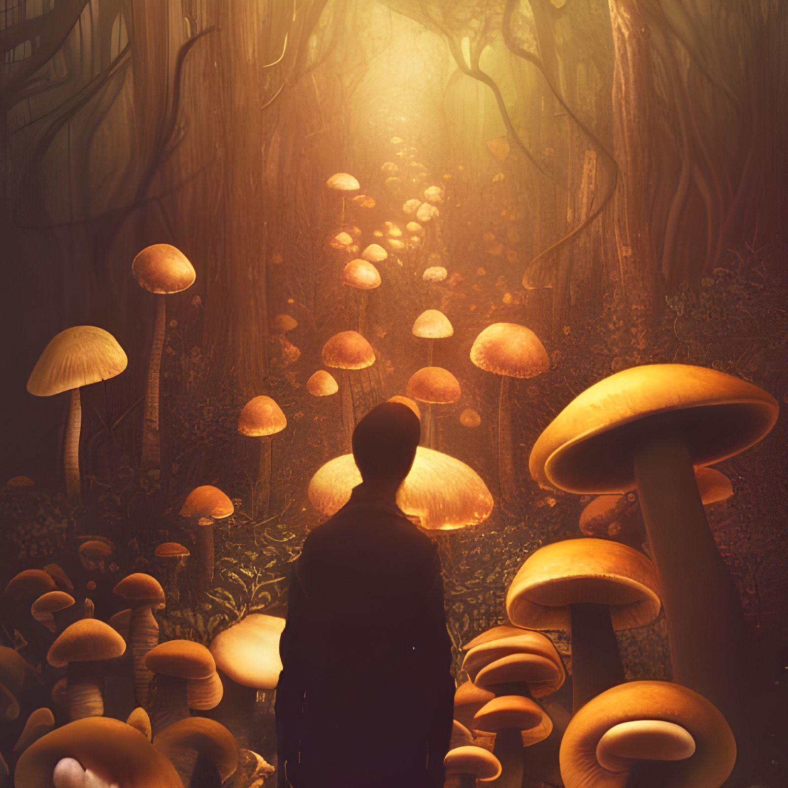 Psychedelic Mushroom Forest in Hypermaximalist Style