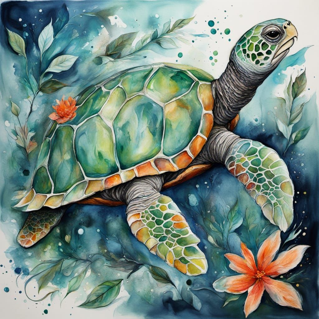 Surreal Floral Painting with Cyberpunk and Zombiecore Elemen...