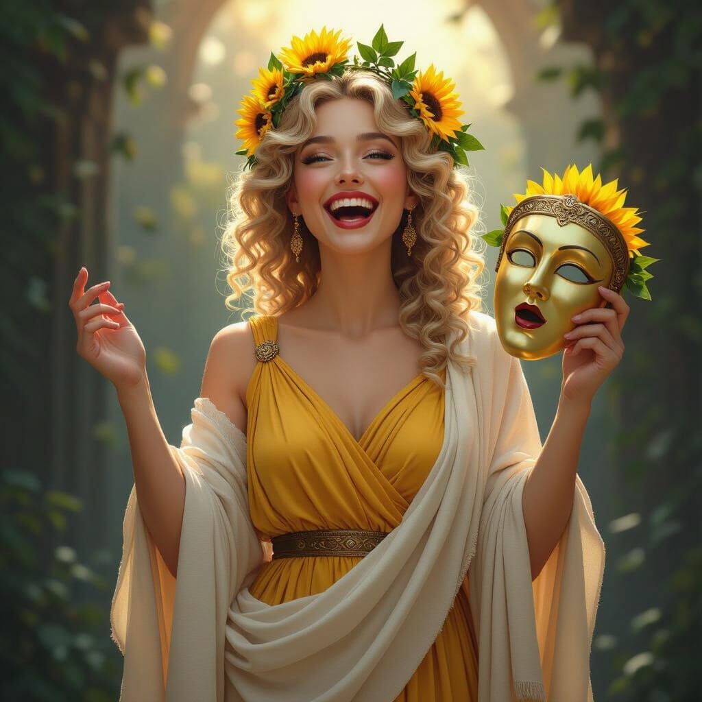 Thalia Greek Goddess of Comedy in Dark Fantasy Setting