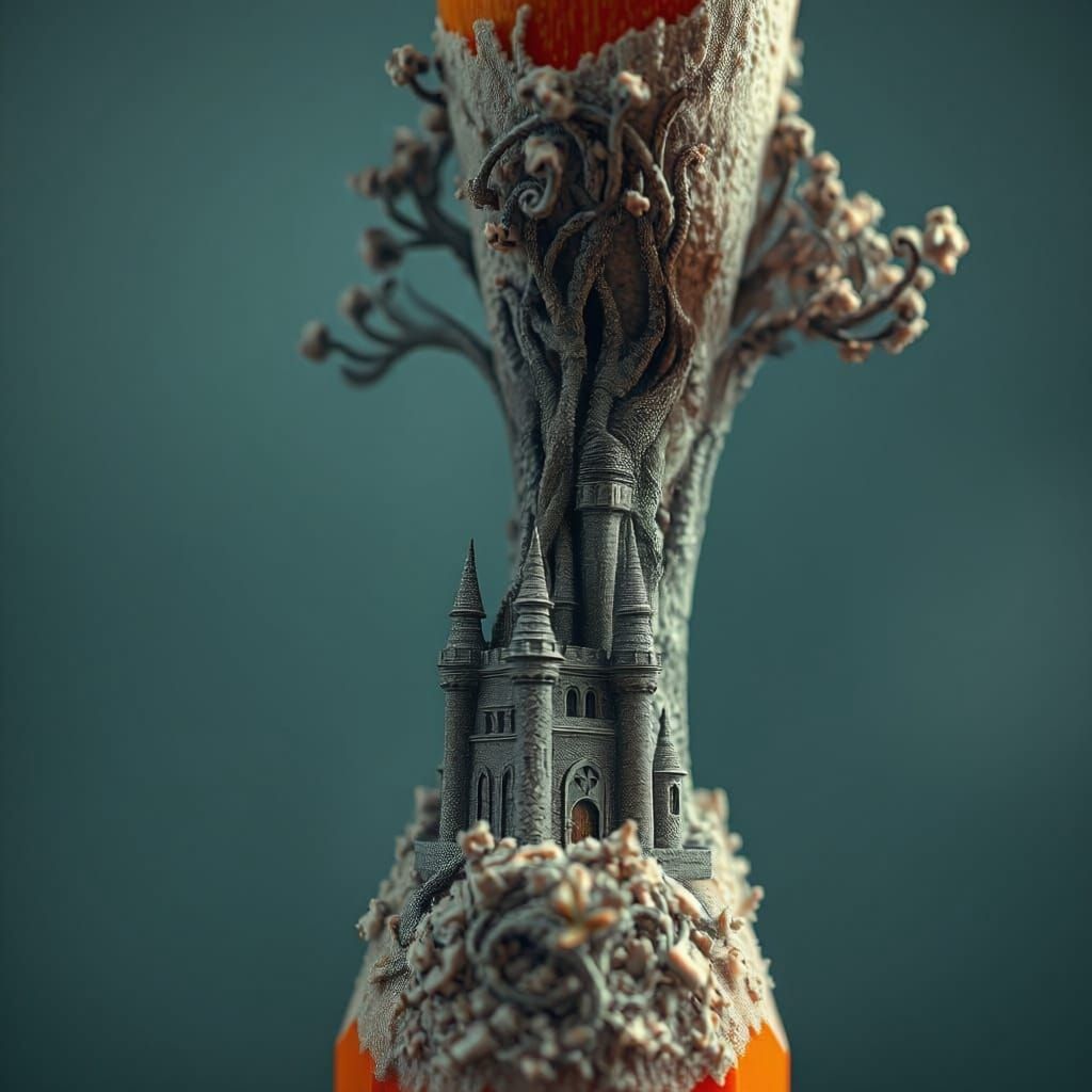 Pencil Transforms Into Tree And Castle, Butterflies Emerge