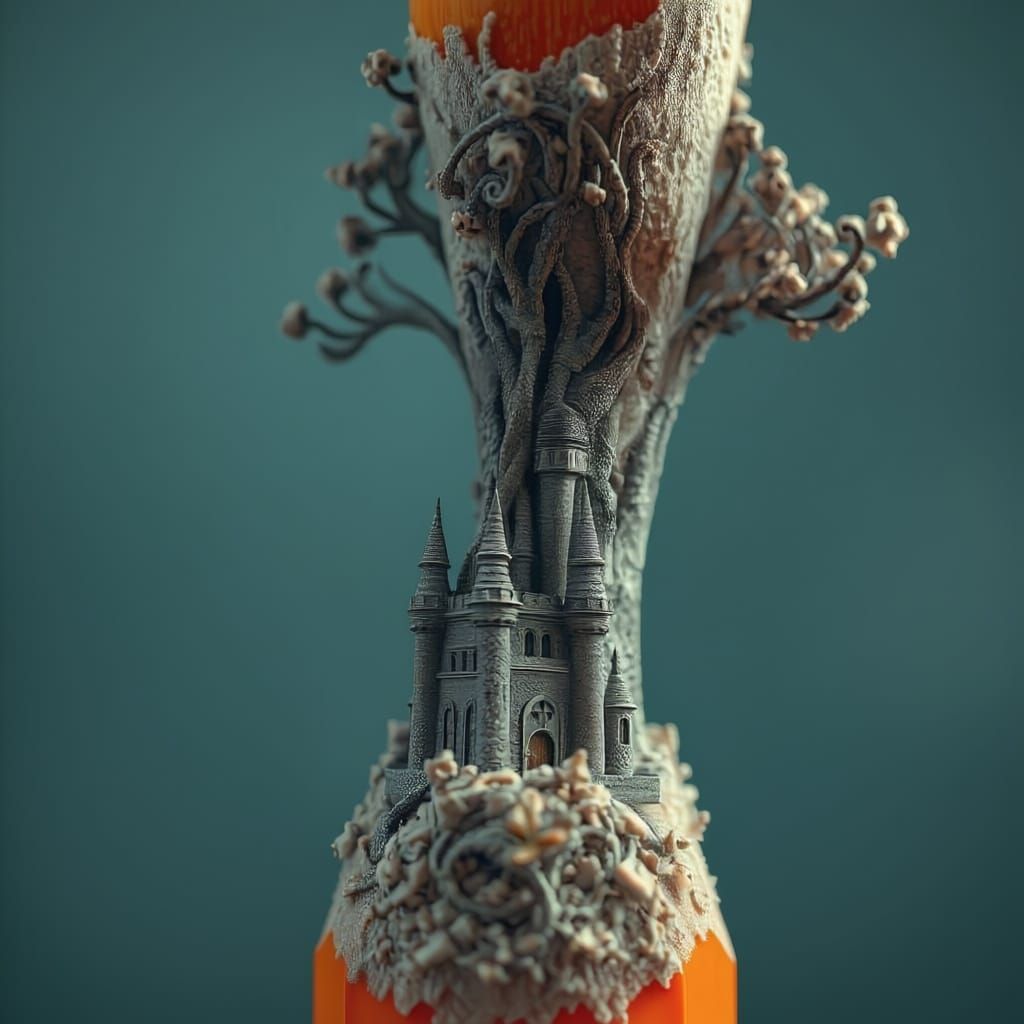 Pencil Transforms Into Tree And Castle, Butterflies Emerge