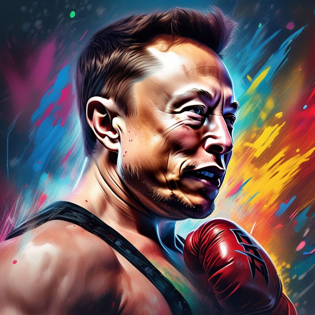 Muscular Elon Musk with UFC Gloves: Hyperrealistic Concept A...