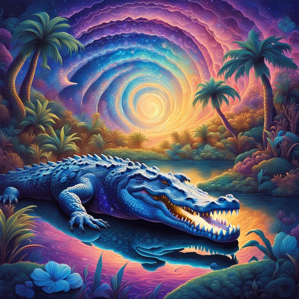 Cosmic Crocodile Emerges in Astral Wetland