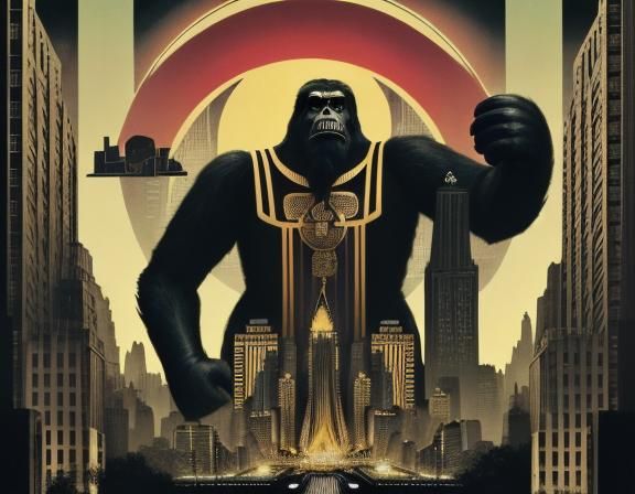 King Kong Art Deco Poster in Greg Rutkowski Style