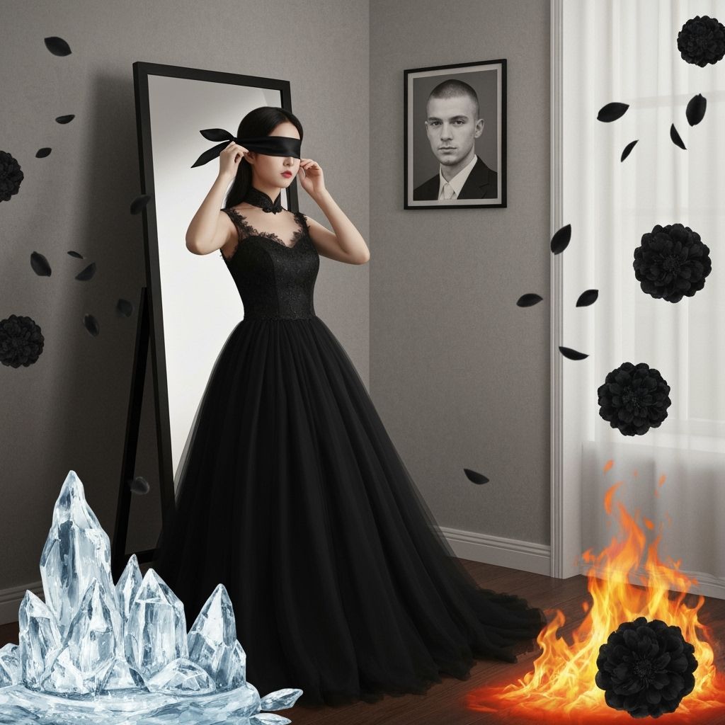 Chinese Woman in Pre-Raphaelite Style Wedding Dress