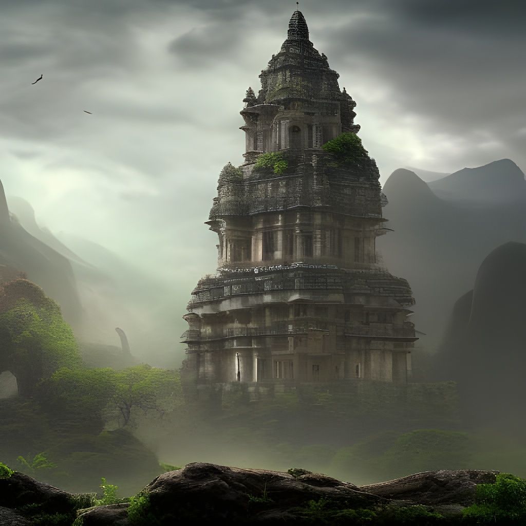 Lost Jungle Temple Ruins in Dark Fantasy Style