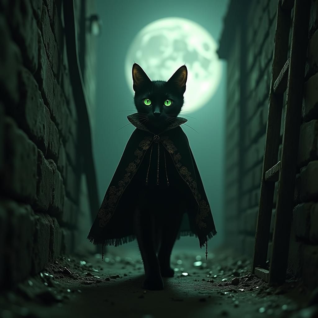 Superstitions:, a black cat who walks under a ladder at a fu...