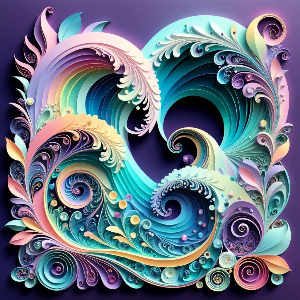 Iridescent Paper Quilling Fantasy with Metallic Accents