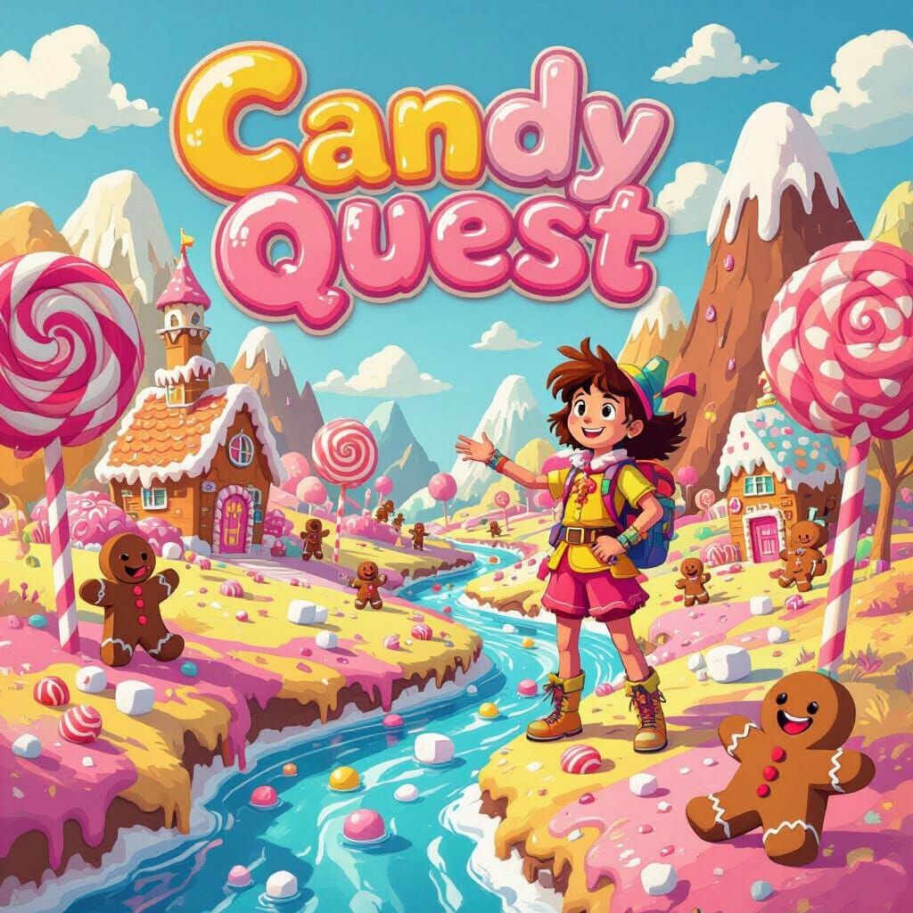 Whimsical Candy Land Adventure with Lollipop Trees and Choco...