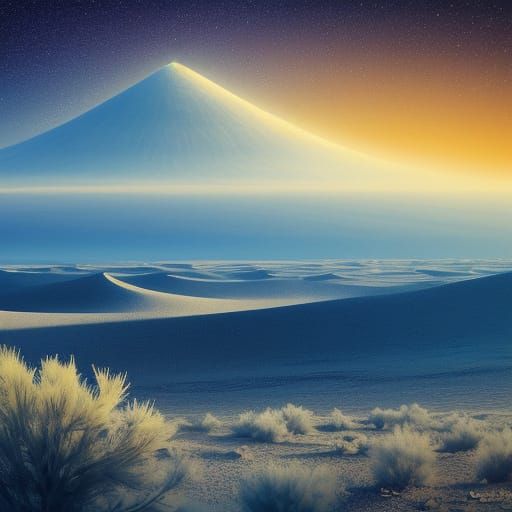 Ethereal Desert Moonshine Under Night Sky