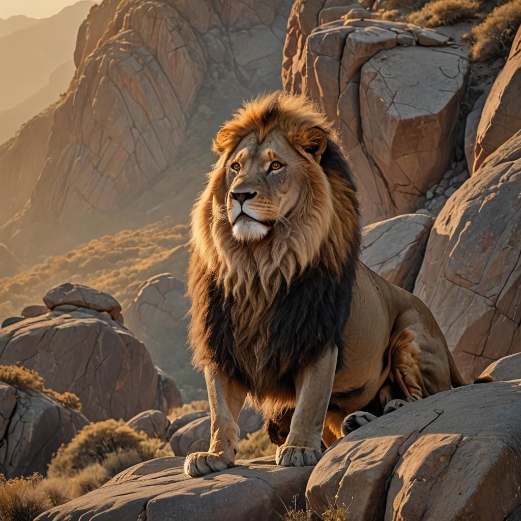 Lion at Sunrise: Photorealistic National Geographic Quality