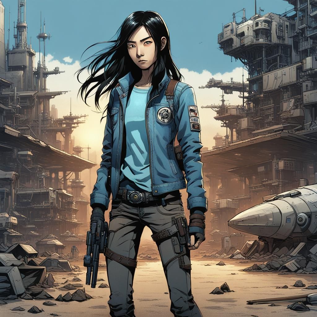 Post-Nuclear Gunfighter in Comic Art Style