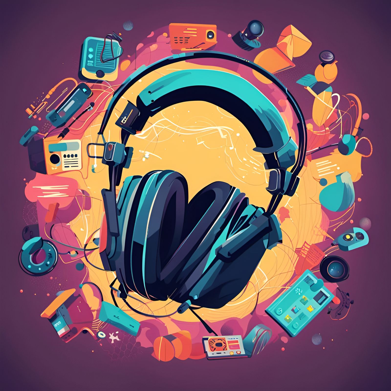 Explore the World of Podcasts with Colorful Headphones