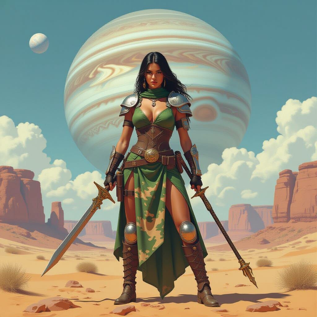 Goddess Juno on Desert Planet, Digital Art