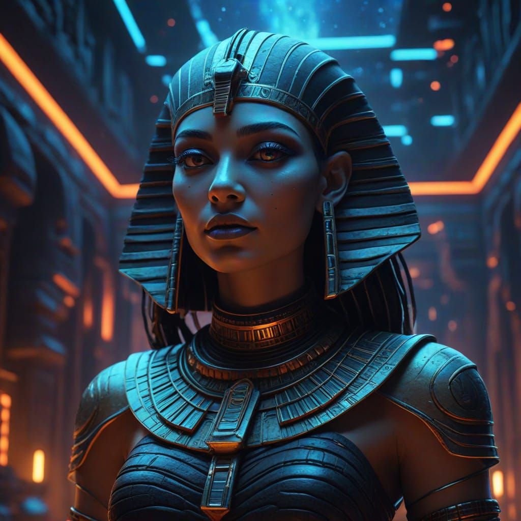 Alien Pharaoh's Tomb in Art Deco Style